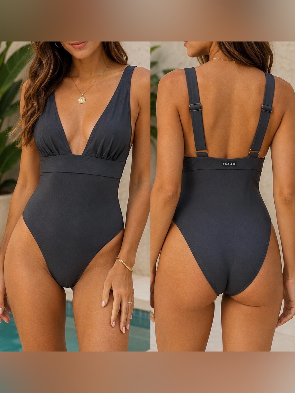 Fearless Australia All Day One Piece Swimsuit M NWT Matte Black Tummy Control.